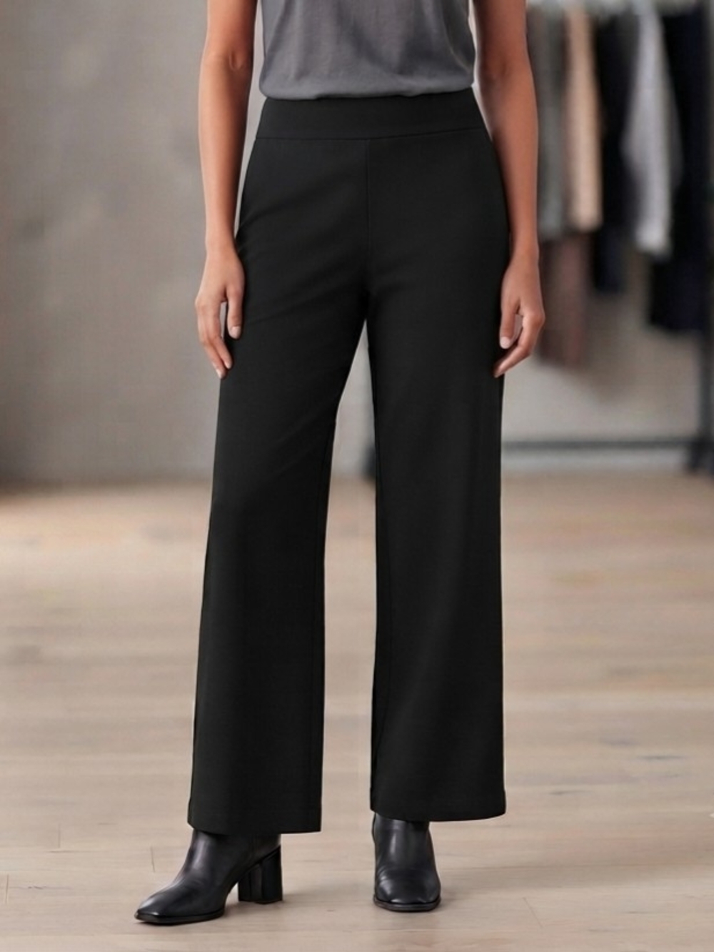 Joseph Ribkoff Wide-Leg Black Pull-On Pants Size 16